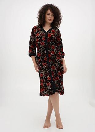 Женский качественный халат велюровый на пуговицах 1015