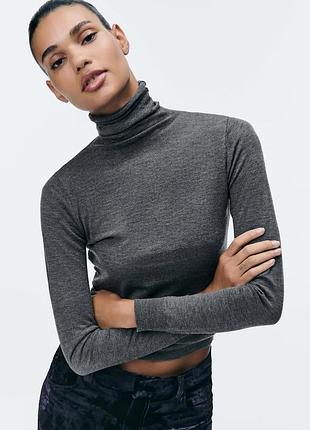 Классный базовый серый свитер водолазка из смесовой шерсти zara