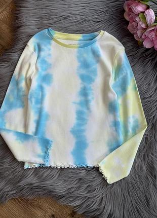 Неймовірний стильний жовто блакитний реглан в рубчик на дівчинку 7/8р primark