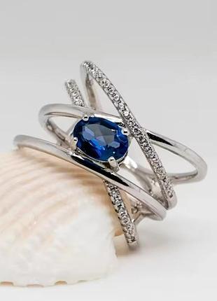 Кольцо обручальное кольцо с синим цирконом 18 р