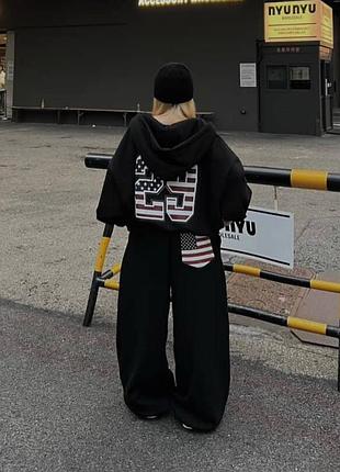 Объемный теплый спортивный костюм оверсайз, с зип-худи и брюками