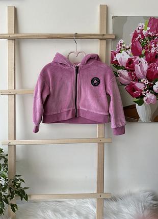 Рожева плюшева кофтина від convers на 1-1,5 року