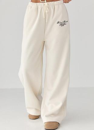 Теплі однотонні спортивні штани зі складками