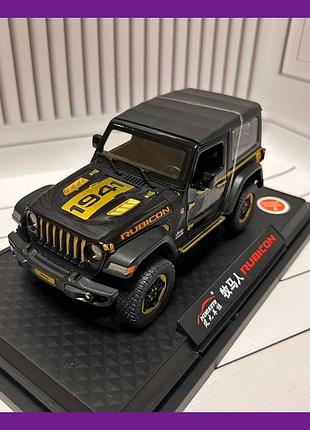 Дитяча машинка металева jeep wrangler rubicon 2401c-1 інерційне світло звук чорний