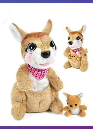 Плюшевый кенгуру игрушка с подвижными ушками на украинском языке limo toy m 5720