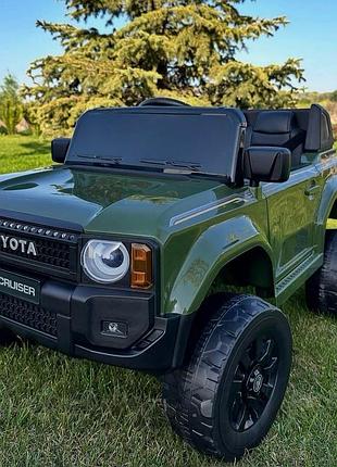 Детский электромобиль на аккумуляторе джип toyota land cruiser m 2155 на радиоуправлении детей 3-8 лет зеленый