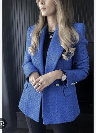 Стильный новый твидовый жакет zara