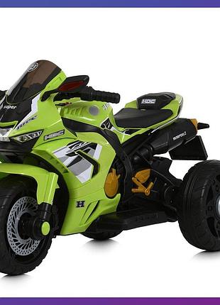 Дитячий електро мотоцикл триколісний на акумуляторі bambi m 6220 для дітей 2-6 років зелений