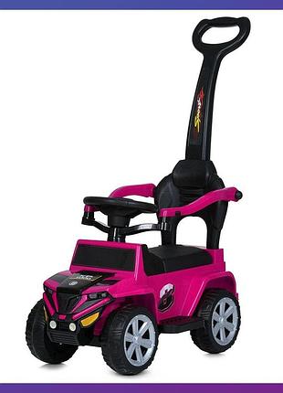 Дитяча каталка-толокар bambi m 5805 з батьківською ручкою музика світло 2 в 1 фіолетовий