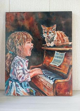 Картина олією "співачка".