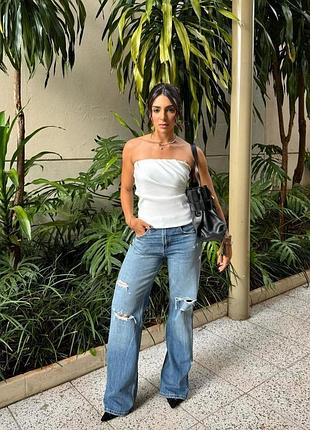 Жіночий еластичний білий топ-бандо zara розмір с