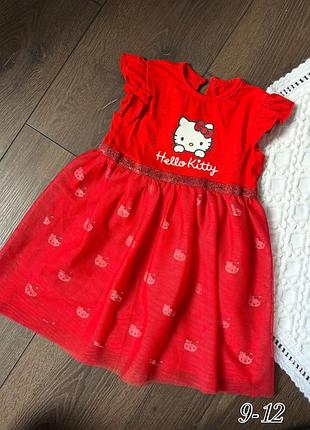 Червона сукня для дівчинки 9-12 міс 80 см з хелло кітті hello kitty з блискітками фатином