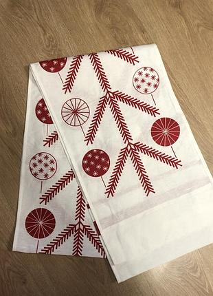 Натуральный раннер скатерть дорожка на стол с новогодним принтом