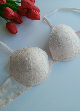 Кружевный пудровый бюстгальтер с пуш-ап primark, eur 80b