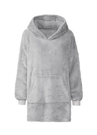 Плюшева кофта плед толстовка з капюшоном для дому esmara lidl l/xl сірий