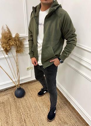 Чоловіча повсякденна класична тепла флісова кофта на змійці тканина полар фліс