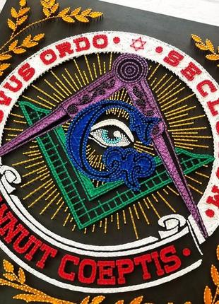 Стринг арт масонские знаки, всевидящее око, циркуль и наугольник5 фото