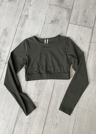 Укорочений лонгслів колір хакі