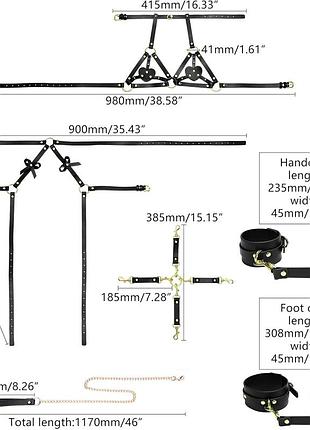 Бдсм-набір lockink yeahwow forced nadu pose correction set портупея бантики серця еко шкіра 3