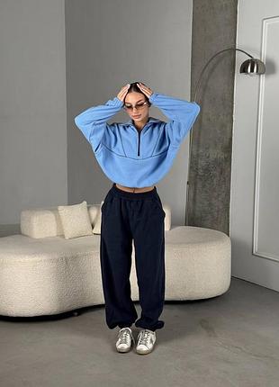 Спортивный костюм повседневный брючный костюм эко мех тедди свитшот на молнии воротник брюки на резинке флис