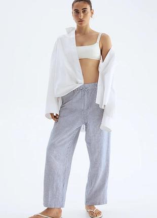 Брюки из льняной смеси с завязками