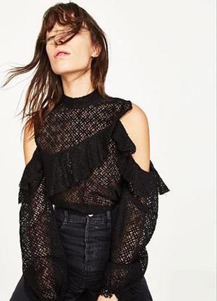 Стильная блуза топ укороченая ажурная сетка