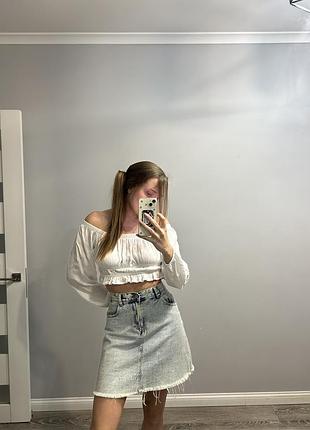 Джинсовая винтажная юбка короткая женская