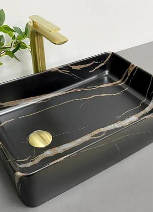 Умивальник (раковина) vbi velletri black stone matt накладний