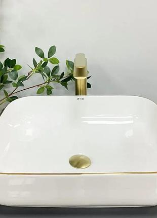 Умывальник (раковина) vbi palermo white gold edge накладной