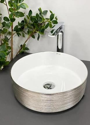 Умывальник (раковина) vbi prato brush silver white накладной