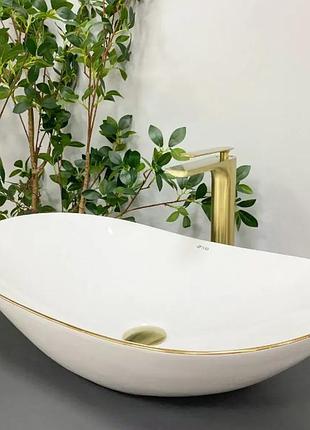 Умывальник (раковина) vbi turin white gold edge накладной