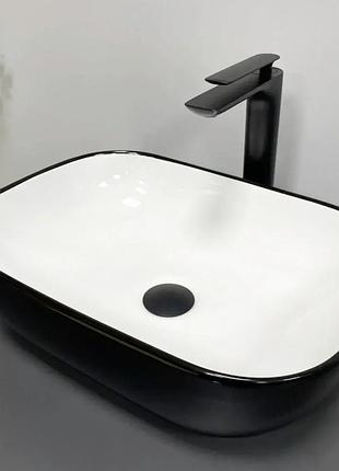 Умывальник (раковина) vbi ravenna black white glossy накладной