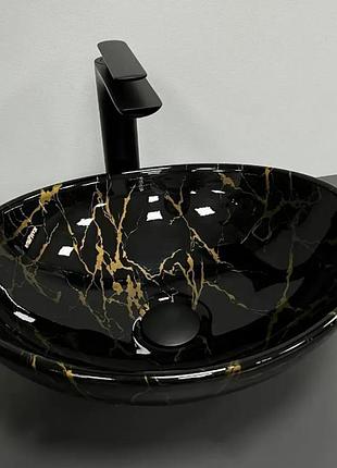 Умывальник (раковина) vbi parma marble black glossy накладной