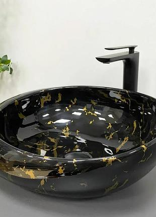 Умывальник (раковина) vbi riccia black marmo glossy накладной