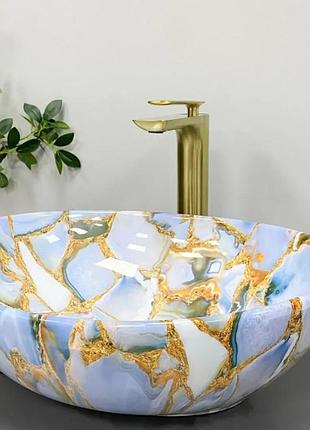 Умывальник (раковина) vbi parma marble blue glossy накладной
