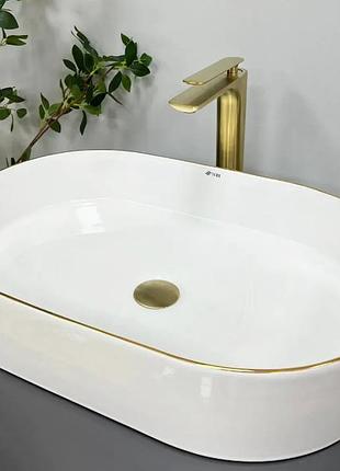 Умывальник (раковина) vbi verona 60 white gold edge накладной