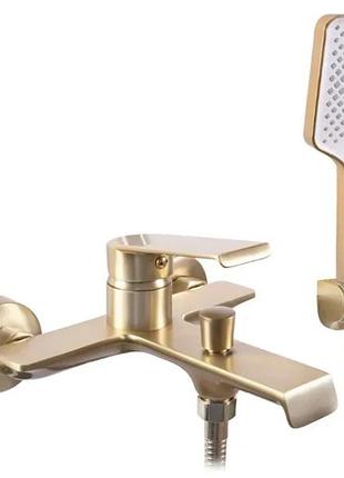 Змішувач для ванни та душу rea hass brushed gold настінний з виливом