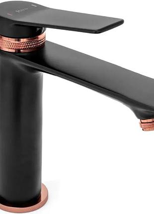 Смеситель для раковины (умывальника) rea viral black rose gold низкий