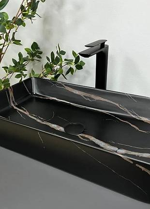 Умывальник vbi triest black stone matt накладной