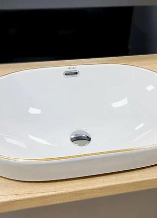 Умывальник (раковина) vbi gaeta white gold edge врезной