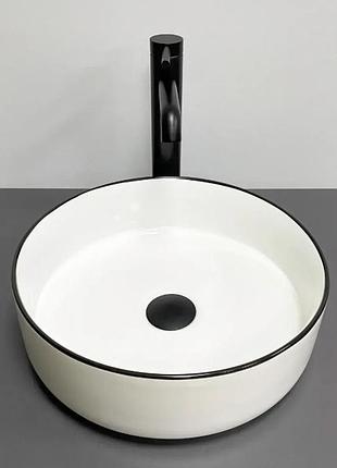 Умывальник (раковина) vbi prato white black edge накладной