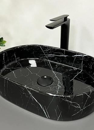 Умывальник (раковина) vbi verona 50 black marmo glossy накладной