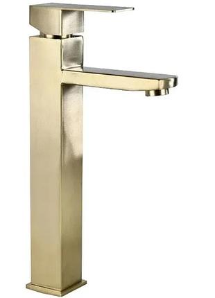 Смеситель для раковины (умывителя) mexen emma brushed gold высокий