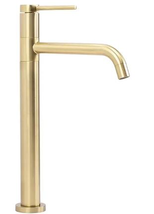 Смеситель для раковины (умывальника) rea lugano slim brushed gold высокий