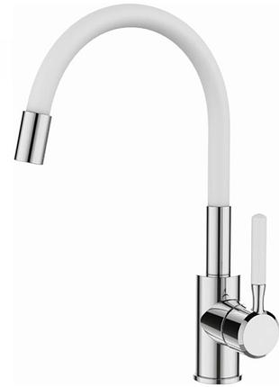 Mixxus premium rio 011 refl. white смеситель для кухни с силиконовым изливом (кол.белый)