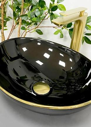 Умывальник vbi parma black gold edge накладной