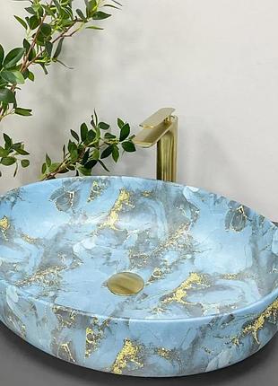 Умывальник (раковина) vbi udine marble blue matt накладной