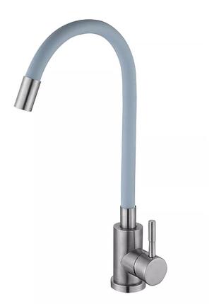 Смеситель для кухни wezer eko4x-01g с гибким изливом серый