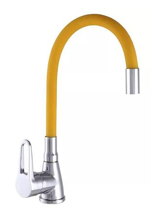 Смеситель для кухни wezer sop4-r045-yellow с гибким изливом, желтый