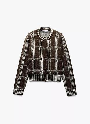 Теплий кардиган zara в клітинку